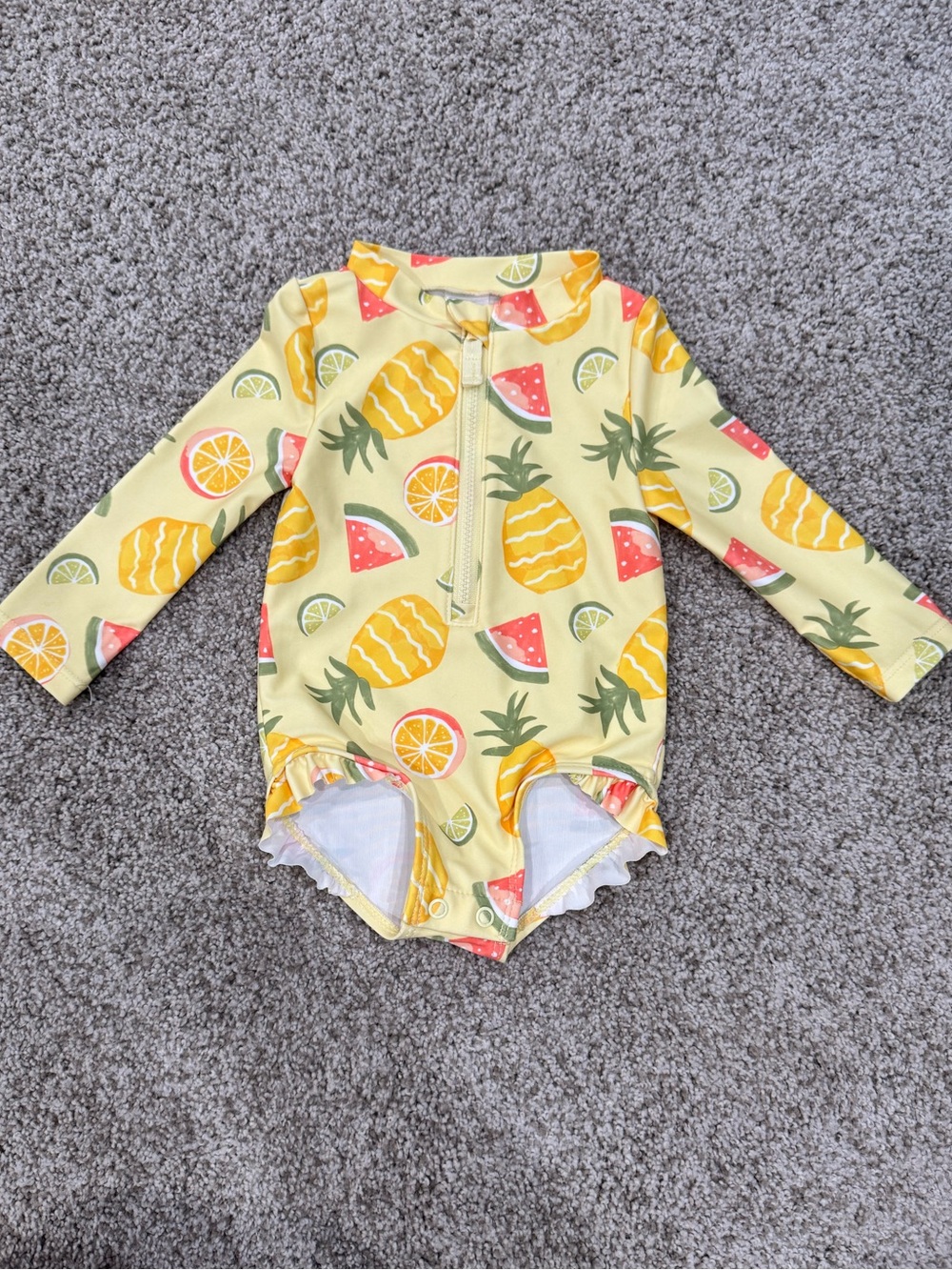 Carter's Yellow Pineapple & Citrus Long-Sleeve One-Piece